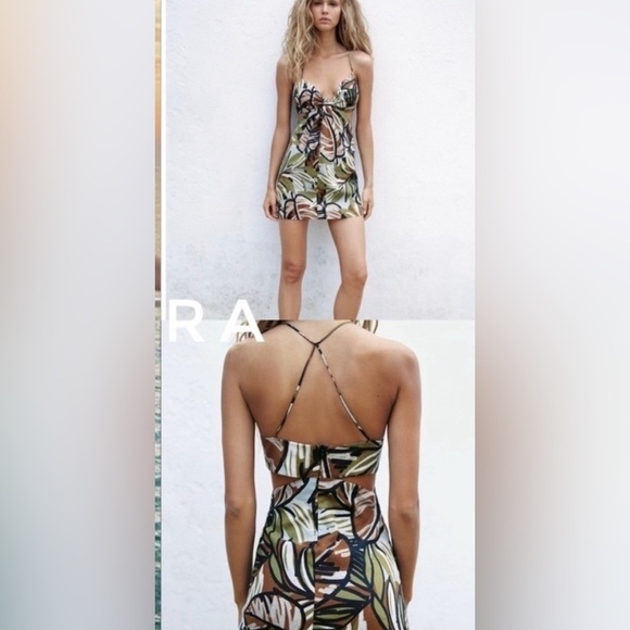 Zara Multicolor Tropical Print Mini Dress - Picture 4 of 5